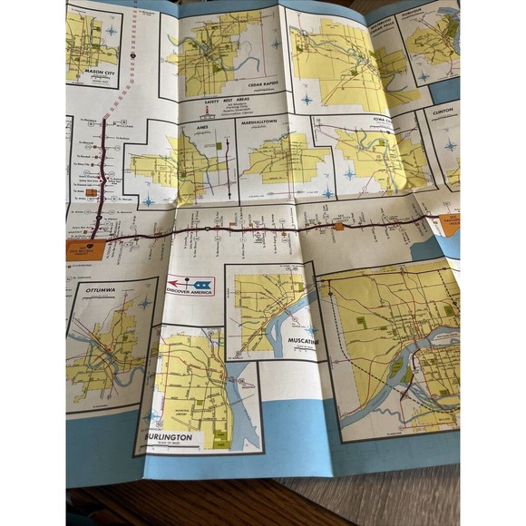 Vintage Iowa Highway Road Map Lot Of 2 1968 & 1969 Retro Travel US State Maps - Picture 9 of 11